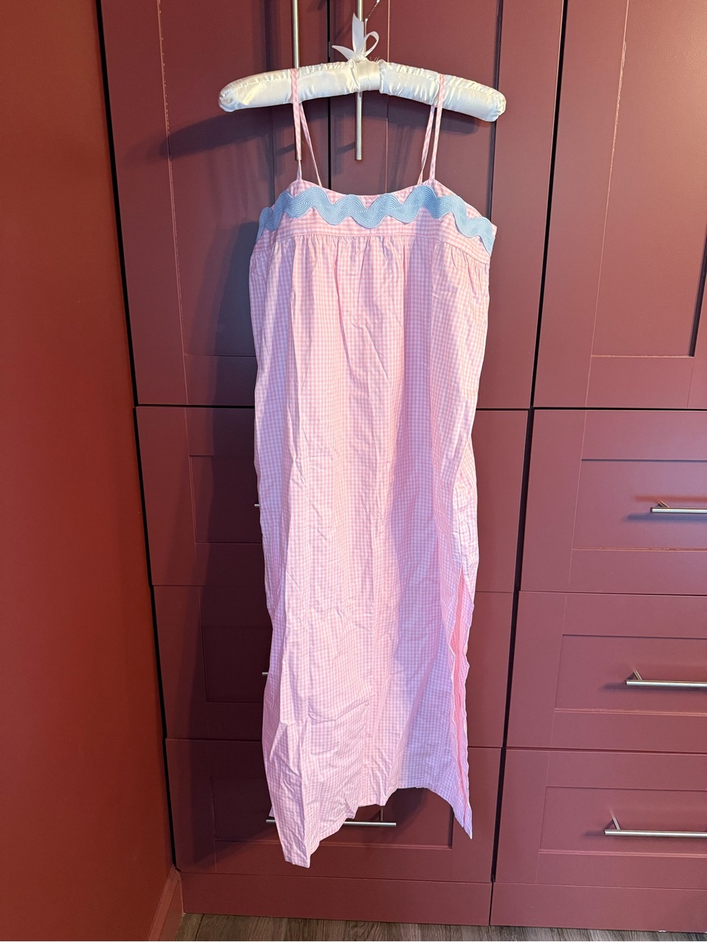 La Veste Gingham Slip Dress with Ric Rac Trim